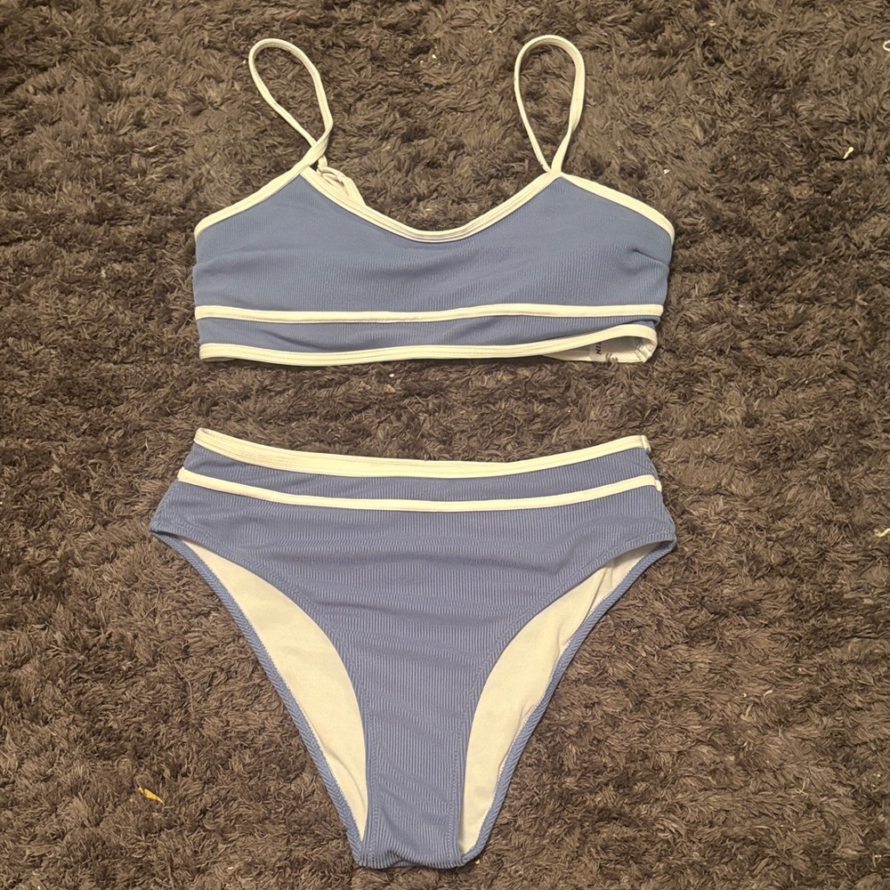 SHEIN Blue and White Bikini Set